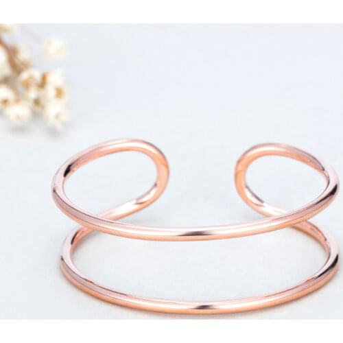 925 Sterling Silver Double Layer Open Cuff Bangle Bracelet Simple Fashion Party Bangle Jewelry For Women Gifts S-B294