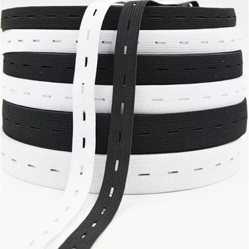 Elastic Bands 15/20/25/30MM White Black Nylon Highest with Hole Elastic Webbing DIY Craft Sewing Garment Trousers Accessories