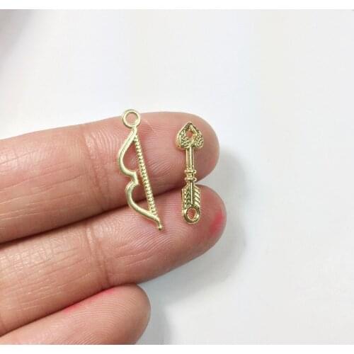 Eruifa 20pcs 15*5mm bow 10pcs and arrow 10pcs Zinc alloy charms necklace,earring bracelet jewelry DIY handmade 2 colors