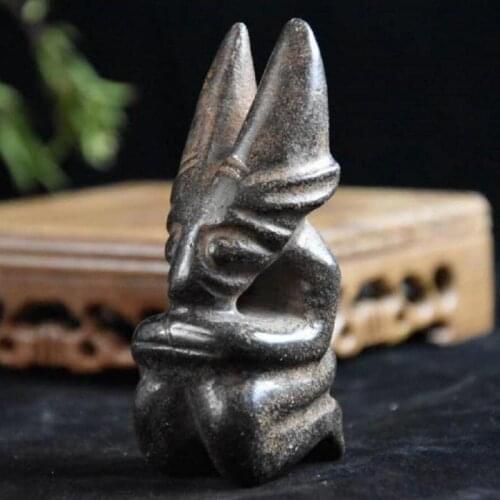 Hongshan culture archaize black iron meteorite sculpture Hongshan people statue #3