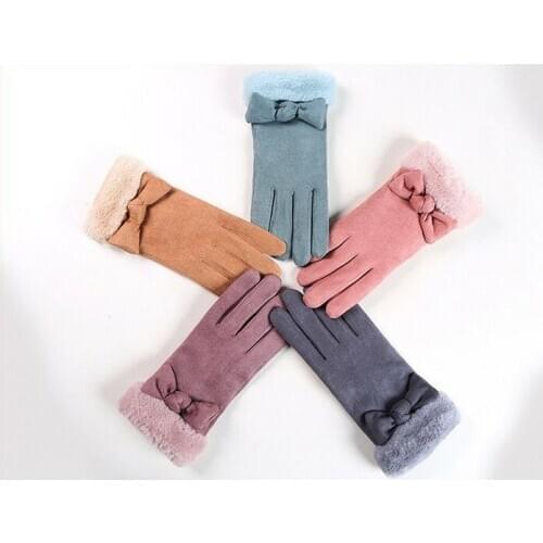 Sheepskin Genuine Women Winter Windproof Warm Leather Gloves Fur Ladies Mittens