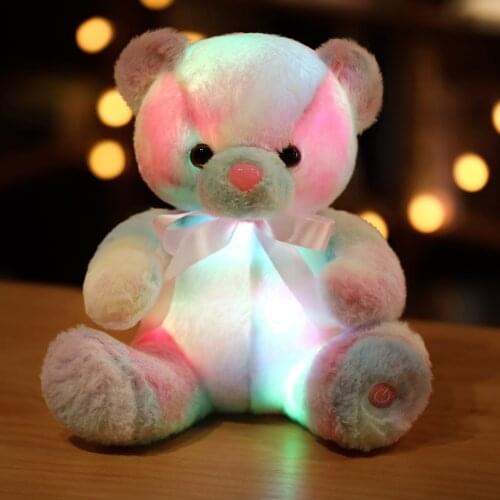 Colorful Luminous Bear Plush Toy Doll Pillow Doll Personality Doll Girl Child Gift Bedside Luminous Toy