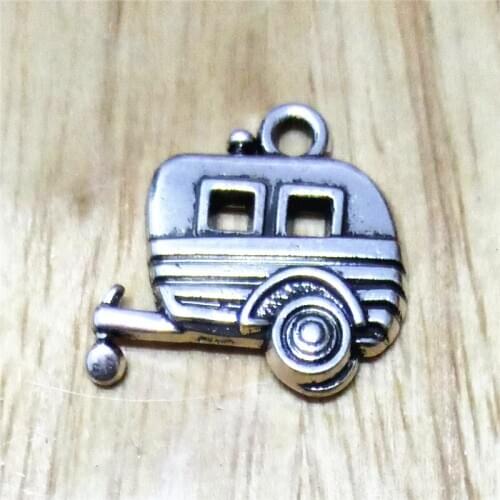 Metal camping trailer charm 20pcs antique silver plated