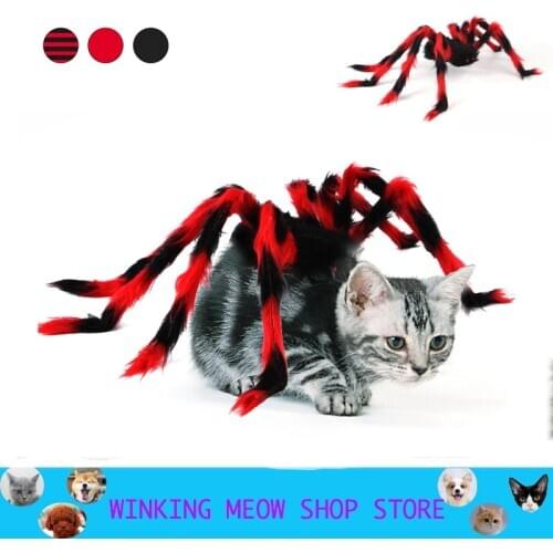 Cute Spider For Pet Dog Cat Costumes Halloween Christmas Cosplay Clothing Plush Funny Xmas Dress Up Pet Accessories