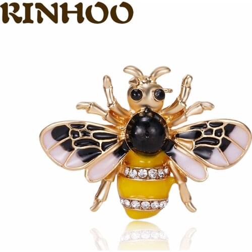 Fashion Small Bee Honey Brooch Enamel Rhinestone Imitation Pearl Moth Bumblebee Pin Suit Dress Jewelry Insect Brooch 4 Style