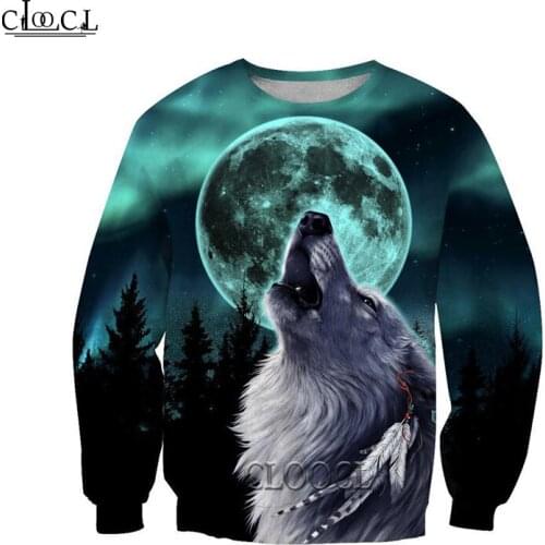 HX Fashion Hoodies Animal Wolf and Moon 3D All Over Printed Mens Women Hooded Sweatshirt Unisex Zip Pullover Casual Jacket