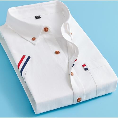 Summer Plus size without chest pocket short sleeve twill solid slim fit men dress shirts easy care black button