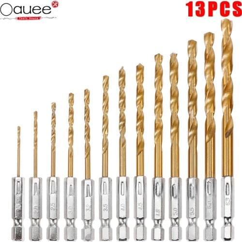 13pcs/lot HSS High Speed Steel Titanium Coated Drill Bit Set 1/4 Hex Shank 1.5-6.5mm Twist Drill bit