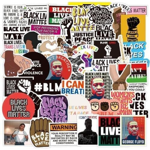 50 PCS Black Lives Matter Stickers Decal For DIY Stationery Laptop PS4 Suitcase Skateboard Motorcycle Guitar Waterproof Sticker