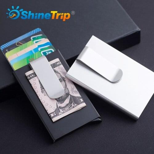 ShineTrip Anti-theft ID Credit Card Holder Thin Aluminium Metal Wallets Pocket Case Bank Women Men Credit Card Box