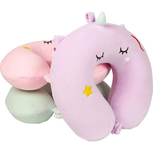Cute Cartoon U Shaped Memory Foam Pillow Travel Car Neck Protection Nap Support Head Rest Cushion