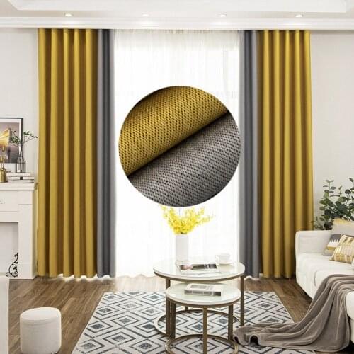 Nordic Double-sided Cotton Linen Stitching Modern Minimalist Curtains for Living Room Bedroom Study Linen Curtain Tulle Window