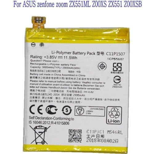 1x 3000mAh /11.5 Wh 3.85V C11P1507 Replacement Battery For ASUS Zenfone zoom ZX551ML Z00XS ZX551 Z00XSB Batteries