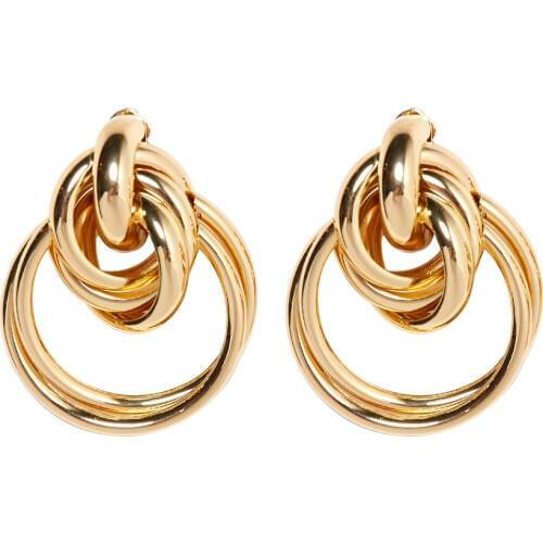 KMVEXO Modern Women Earrings 2019 Round Metal Braided Earrings Simple Style Circle Charm Earrings For Women Indian Jewelry Gift