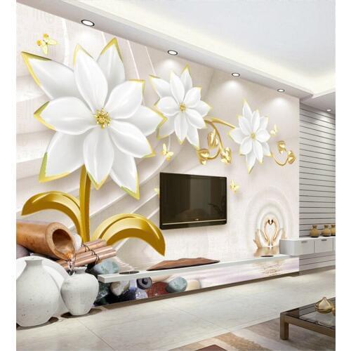 Embossed Flower Mural Wallpapers for Bedroom Living Room Home Decor 3d Wall Papers Floral Wall Painting