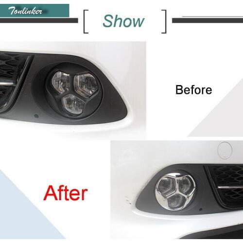 Tonlinker 2 pcs car styling ABS Chrome the front fog Light Decoration sticker Cover case Stickers For Kia K5 2016 2017
