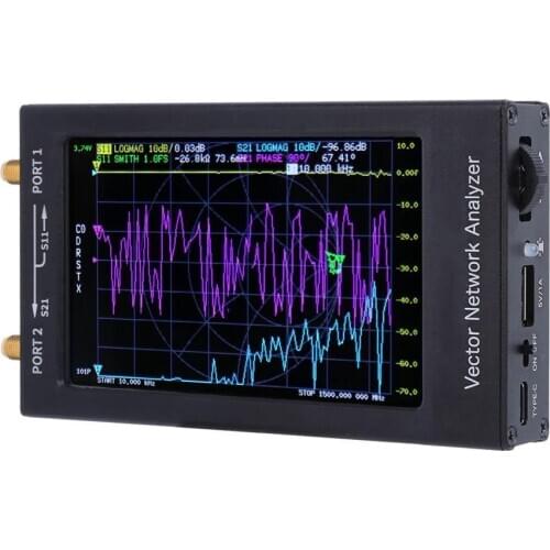 New Professional Button Type Vector Network Antenna Analyzer 50K-1.5GHz Short Wave UHF Standing Wave Network Measuring Meter