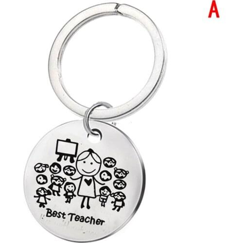 1PC Teachers' Day Gift Keychain Engraved Thanks Keyring Stainless steel KeyChain