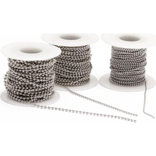 10m/Roll Dia 1.2/1.5/2/2.4/3.0mm Beaded Ball Stainless Steel Chain Bulk Jewelry Chains for Necklaces Jewelry Making Supplies