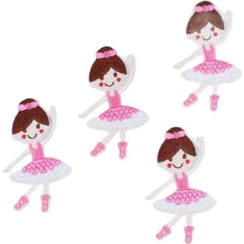 10pcs/lot Embroidered Pink Dress Little Girl Stickers Cartoon Iron On Patches for Apparel Pants Hats Repair Fashion Decoration