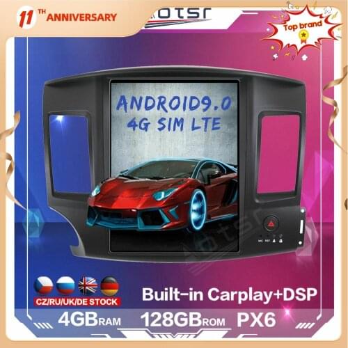 128GB Multimedia Tesla Style PX6 Android For Mitsubishi Lancer EVO 2007+ Car Radio Player Auto GPS Navigation DSP Carplay 4G SIM
