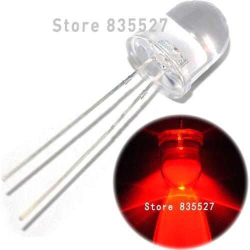 250pcs/lot F10 Round Water Clear 10mm Red LED Super Bright Light Lamp beads Emitting Diode Diodes DIP For DIY lights head