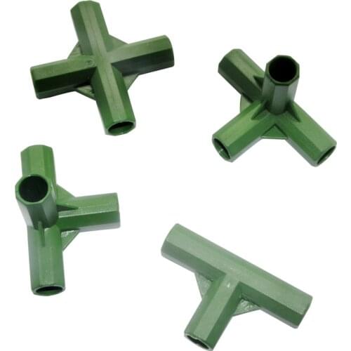 30pcs 11mm Inner Diameter Gardening Plant Stakes Plastic Edging Corner Connection Accessories Greenhouse Plant Frame Connectors