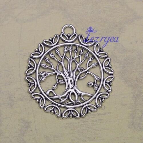 5pcs/lot--51x46mm, tree chams, Antique silver plated tree of life charms,DIY supplies, Jewelry accessories