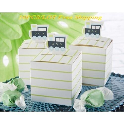 50 Pieces/lot) Unique Baby gift box of Precious Cargo Train Baby Birthday Party Decoration Favor Box for baby shower favors