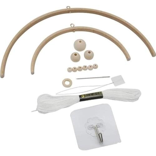 Bed Bell for Baby, DIY Wooden Mobile Frame for Crafts Natural Wood Mobile Hanger Mobile Kit Wind Chimes Bell Room 17Pcs