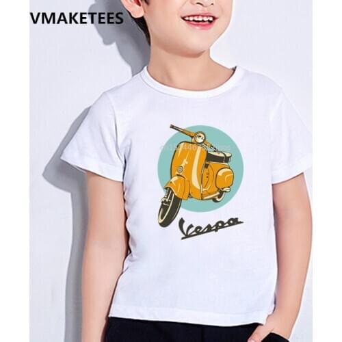 Kids Summer Short Sleeve Girls& BoysT shirt Hip Hop Vespa Car Styling Print Childrens T-shirt Casual Funny Baby Clothes,HKP5111