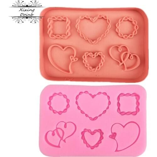 DIY lovely heart shaped silica gel chocolate cake candy lollipop heart shaped baking mold ice mold cake decoration tool