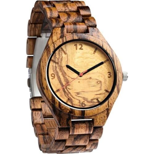 Dropshipping Fashion Personalized Private Label Cheap Hand Tree Burl Dial Zebra Wooden Watches for Man with Free Shipping