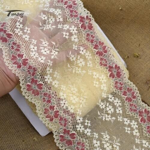#1581 Elastic Lace 16CM Wide 2 yards/lot Mesh Wide Lace Trim Handmade Hair Decoration Sewing Fabric Clothing Decorations