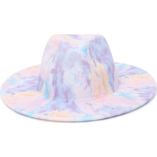 Fedoras Hats For Women Men Caps Wide Brim Vintage Casual Outdoor Tie Dye Hat Multicolor Hat Dropshipping