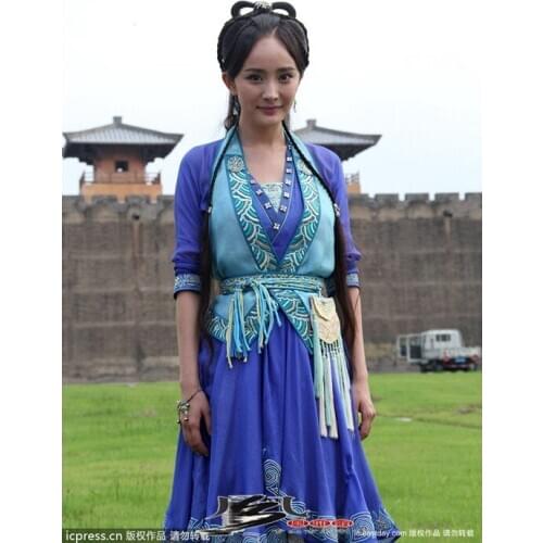Feng Qing Xue Computer Game 2014 TV Play Gujianqitan Antique Sword Legend Drama Costume Cosplay Blue Swordlady Costume for Women