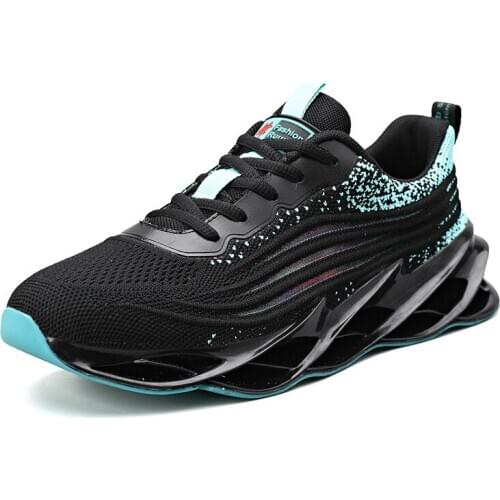 Breathable Mesh Blade Mens Sneakers Black White Running Shoes for Men Non-Slip Male Sports Trainers Lace Up Gym Jogging 43 44