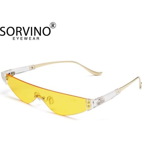 SORVINO Retro Small Cat Eye Men Sunglasses Shades For Women Luxury Brand Designer Rimless Mirror Clear Cateye Sun Glasses P322