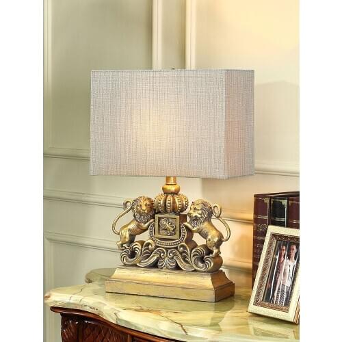 American lion table lamp bedroom bedside European creative decoration living room hotel luxury personality table lamp LB022604