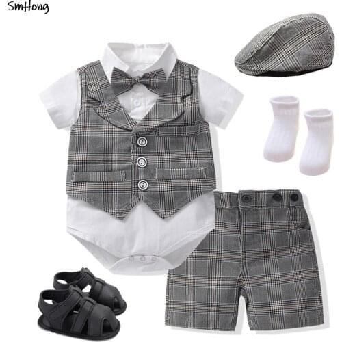 Infant Baby Newborn Clothing 1st Birthday Baby Clothes Newborn Boys Set Romper Sets with Hat Kids Clothing for 6m 9m 12m 18m 24m