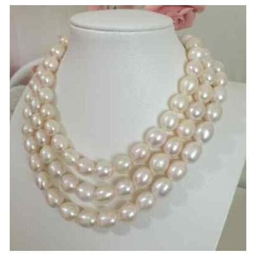 Single 9-10mm south sea white baroque pearl necklace 50inch 14k