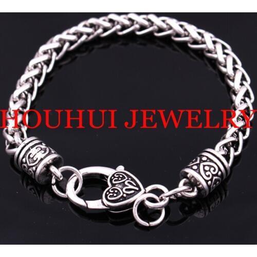 Hot sales wholesale antique sliver plated Wheat Link Bracelet Chain with Large Clasp
