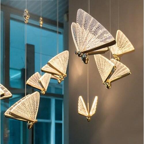 Nordic Design Butterfly Pendant Lights for Bedroom Dining Living Room Chandelier Home Decoration Accessories Indoor Lighting Led