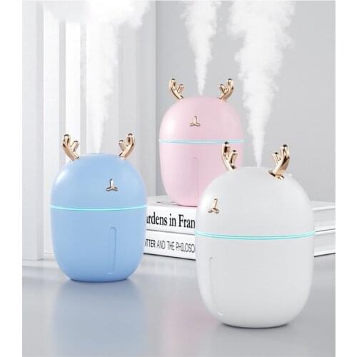 Portable 300ml Nano Spray Mini Humidifier Cute Antlers Quiet USB Air Diffuser Fogger Mist Maker Sprayer with LED Light