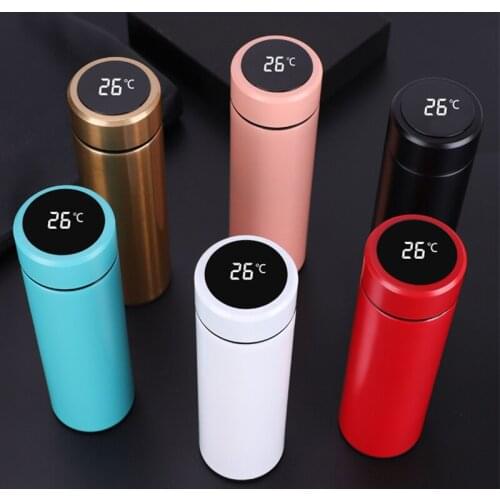 Sensible temperature portable electric kettle 500ml vacuum flask travel boiled water to keep warm smart temperature measuring ke