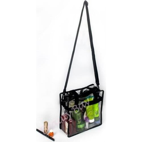 Empty soft PVC cosmetic bag Make up Women zipper shoulder bag