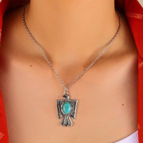 Retro Indian Tibetan Eagle Pendant Dangle Necklace For Women Gypsy Ethnic Statement Drop Amulet Stone Cute Bird Necklaces