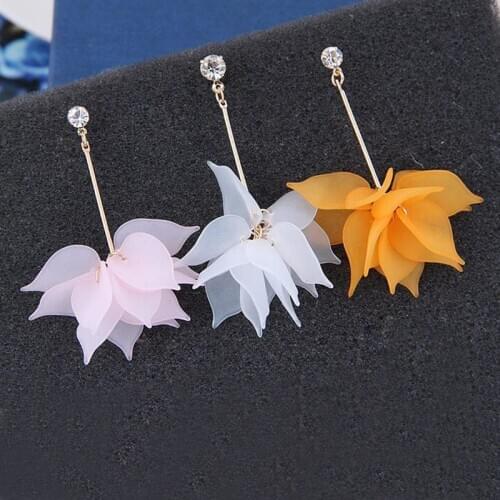 SexeMara 1 Pair New Lady Colorful Elegant Women Crystal Flower Colorful Drop Long Dangle Wedding Earring Jewelry Nice Best Gift
