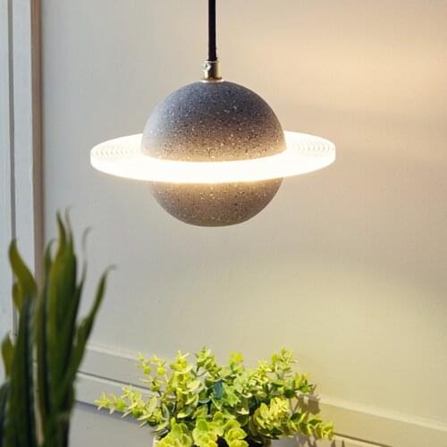 Modern LED Pendant Light Planet Creative Restaurant Bar Cement Lighting Fixture Nordic Bedroom Bedside Kitchen Island Decor Lamp