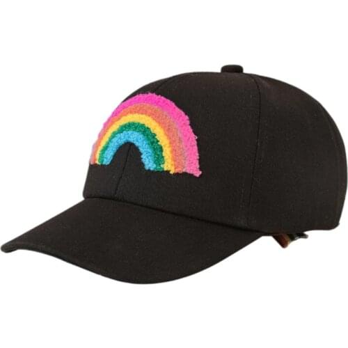 Vintage Sunhat in Street Style with Embro. RAINBOW Pattern Wide Curved Brim Suitable for Unisex Women Men